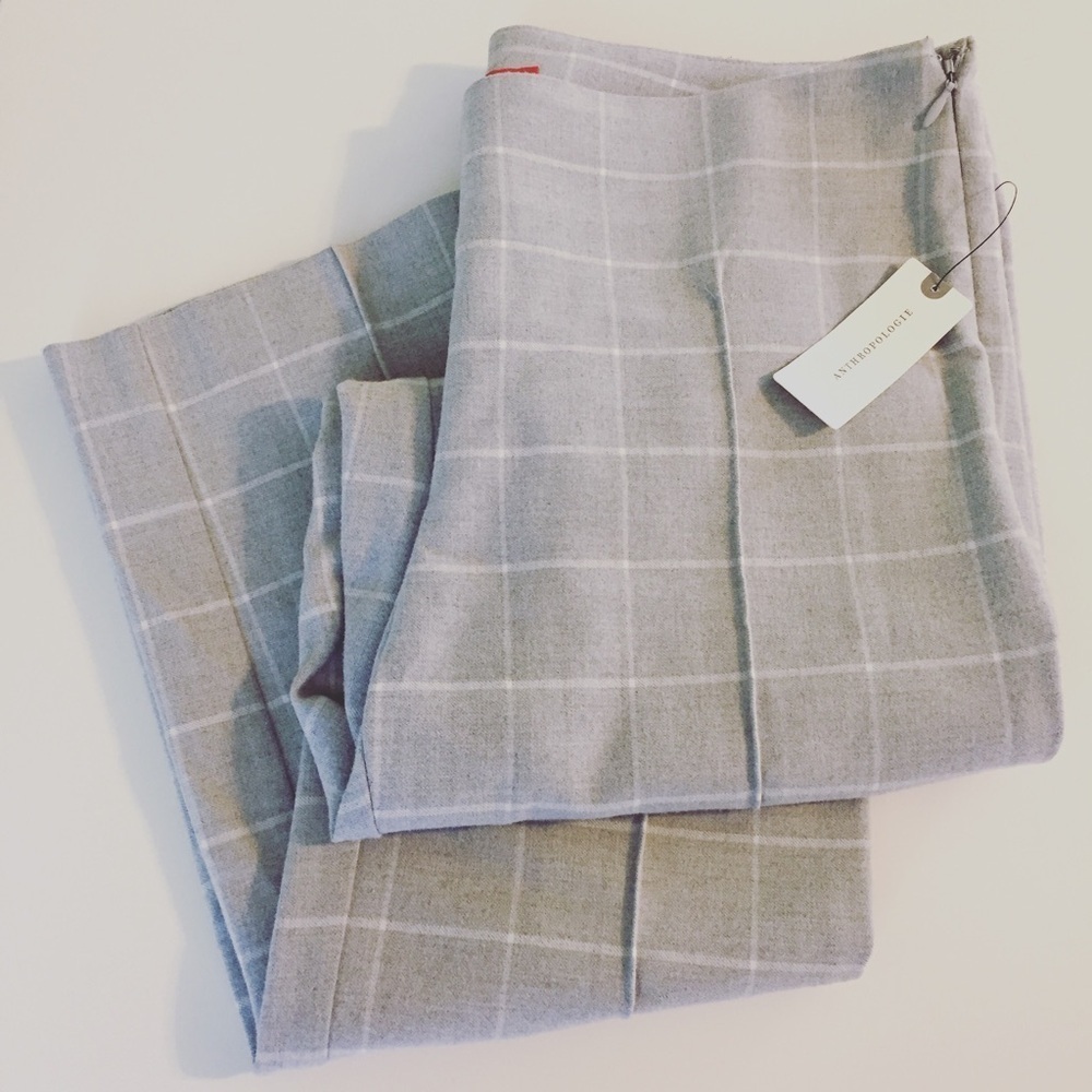 Anthropologie Cartonnier Grey Windowpane Gingham Pants Size 4 - Picture 2 of 8